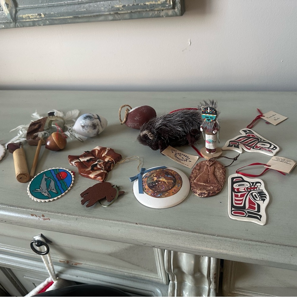 Lot  Alaska ornaments and handmade items